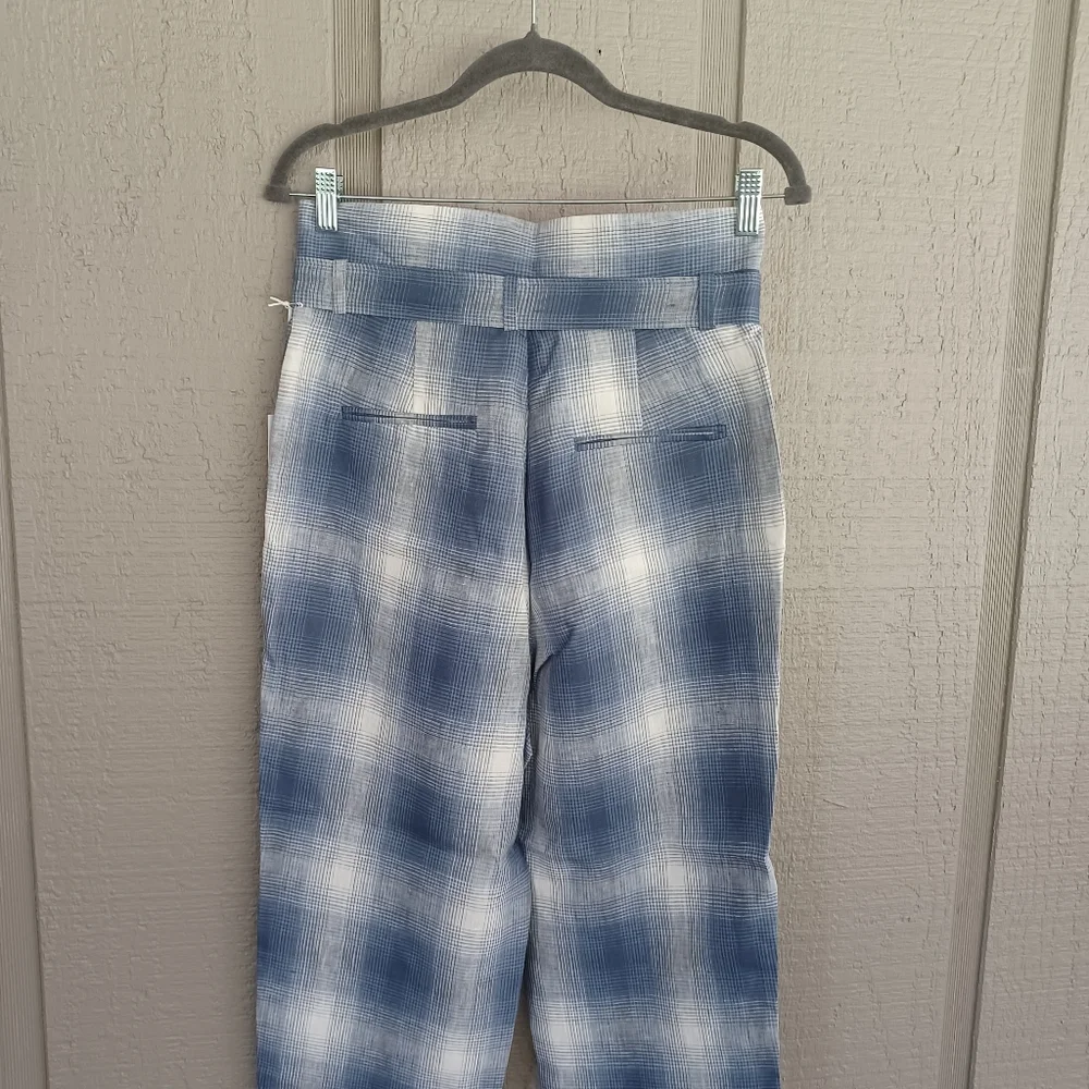 Reformation Bristol Linen Plaid Paperbag Pant Size 6 Preppy Women In Ghost Boho